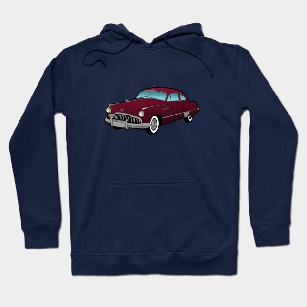 1949 maroon Buick Hoodie by Ginger Bobby